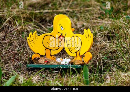 Ente beim traditionellen osterhasen von Herleshausen in Hessen Stockfoto