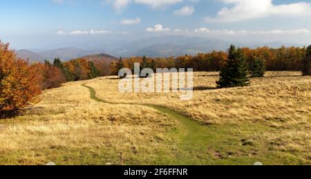 Herbstansicht vom Berg Strazov - Strazovske Vrchy, Karpaten, Slowakei Stockfoto