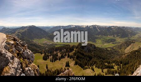 Panoramablick auf Wendelstein, Mangfall, in Bayern, Deutschland Stockfoto