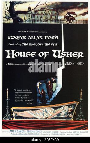 HOUSE OF USHER 1960 American International Film mit Vincent Price. Poster von Reynold Brown. Stockfoto