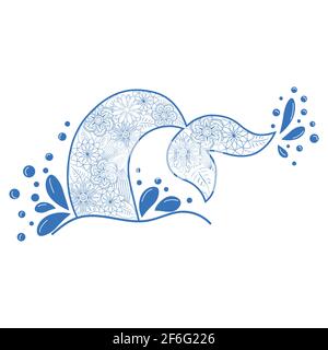 Schöne Meerjungfrau im zentangle Stil, gemusterte Meerjungfrau Schwanz, Anti Stress Malbuch für Erwachsene Stock Vektor