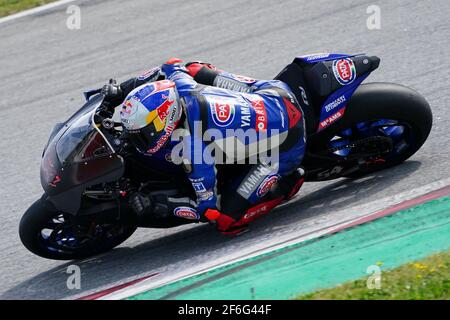 Barcelona, Spanien. März 2021, 31st. World Superbike Tests auf dem Circuit Barcelona-Catalunya; Toprak Razgatlioglu Reiten Yamaha YZF R1 für Pata Yamaha WORLDSBK Team Kredit: Action Plus Sports/Alamy Live News Stockfoto