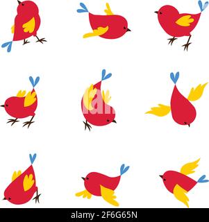 Satz von schönen Vögel Vektor Illustration Vogel-Muster Stock Vektor