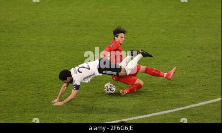 Duisburg, Deutschland. 31st Mär, 2021. firo: 31.03.2021 Fußball, Fußball: Landerspiel, Nationalmannschaft, WM-Qualifikation, WM-Qualifikation 2022, Deutschland, GER - Nord-Mazedonien Ilkay Gundogan, Duelle Quelle: dpa/Alamy Live News Stockfoto