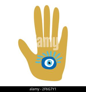 Prunkvolle Hamsa, Amulett gegen das böse Auge und Verderben. Populäres arabisches und jüdisches Amulett. Mystisch, Alchemie, okkultes Konzept. Astrologie, Esoterik, Religion Stock Vektor