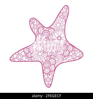 Zentangle Kunst. Muscheln, Wal, Eidechse, Herz, Paisleys, Blumen Elemente für Erwachsene Malbuch Muster Tattoos Stock Vektor