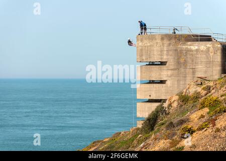 Marine Peilstand, Marinerichtungsauffindungsturm bei Battery Lothringen in Jersey Stockfoto