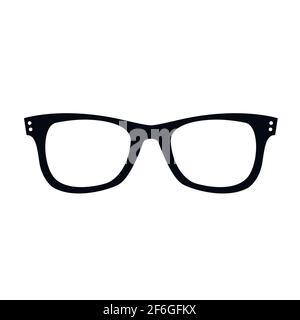 Retro-Brille-Symbol auf weißem Hintergrund isoliert. Brille mit schwarzem Retro-Design. Accessoires für Damen und Herren. Stock Vektor