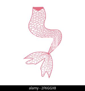 Schöne Meerjungfrau im zentangle Stil, gemusterte Meerjungfrau Schwanz, Anti Stress Malbuch für Erwachsene Stock Vektor