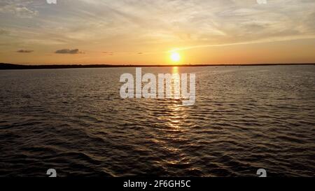 Sonnenuntergang Über Dem Texas Lake Stockfoto