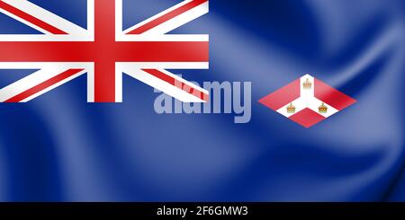 3D-Flagge von British Straits Settlements (1925-1942). 3D-Illustration. Stockfoto