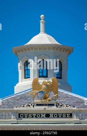 Salem Custom House 1819, außen mit Adler und Kuppel, Salem MA USA Stockfoto