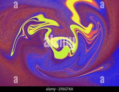 Trippige psychedelisch fließende Farben in diesem abstrakten Gemälde. Stockfoto