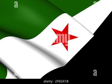 Nationalistische 3D-Flagge der Extremadura. 3D-Illustration. Stockfoto