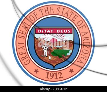 3D State Seal of Arizona, USA. 3D-Illustration. Stockfoto