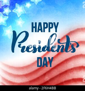 Happy Presidents Day in USA Card. Schablonenposter mit handgeschriebener Beschriftung. Vektor Stock Vektor
