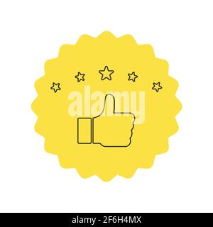 Konzept der Überprüfung, Daumen hoch. 5-Sterne-Preis. Gute Bewertung. Vektorgrafik. Stock Vektor