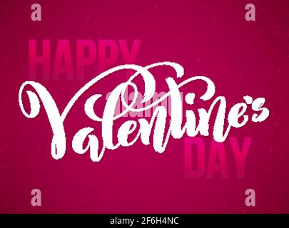 Valentinskarte. Schablonenposter mit handgezeichneter Schrift. Vektor Stock Vektor