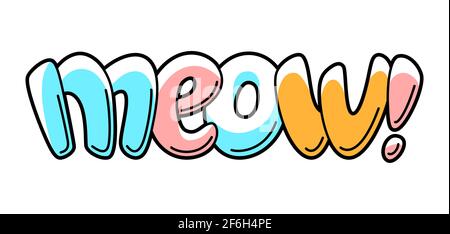 Illustration von geschriebenem Kitty Meow. Cartoon-Schriftzug. Stock Vektor