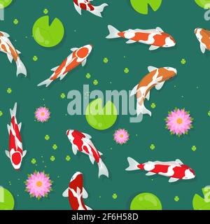 koi Fisch Vektor nahtlose Muster Hintergrund Stock Vektor