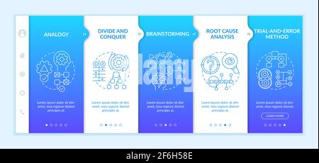 Vorlage für „Onboarding“-Vektorvorlagen für Problemlösungsstrategien Stock Vektor