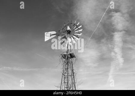 Aermotor Windpumpe auf einer Iowa Farm Stockfoto