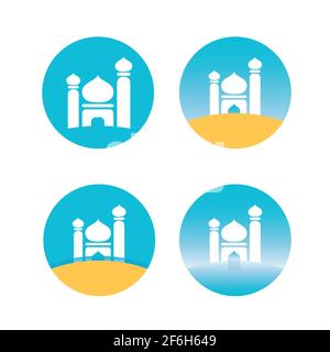 Set Symbol der Moschee flach Design Vektor-Bild Stock Vektor