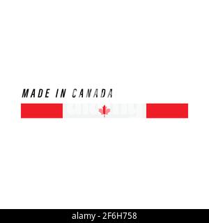 Made in Canada, Abzeichen oder Etikett mit isolierter Flagge auf weißem Hintergrund Stock Vektor