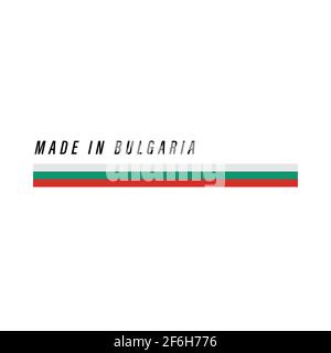 Hergestellt in Bulgarien, Abzeichen oder Etikett mit Flagge isoliert auf weißem Hintergrund Stock Vektor