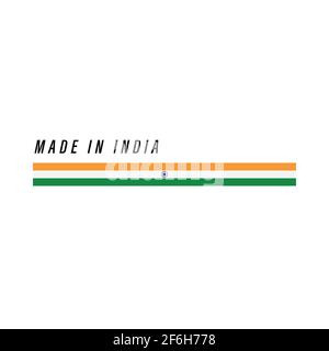 Made in India, Abzeichen oder Etikett mit isolierter Flagge auf weißem Hintergrund Stock Vektor