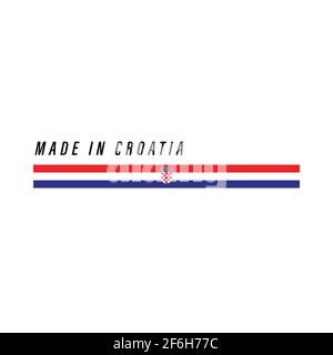 Made in Croatia, Abzeichen oder Etikett mit Flagge isoliert auf weißem Hintergrund Stock Vektor