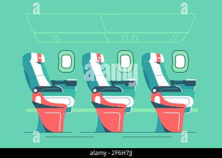 Sitzkabine für Passagiere im Flugzeug Stock Vektor