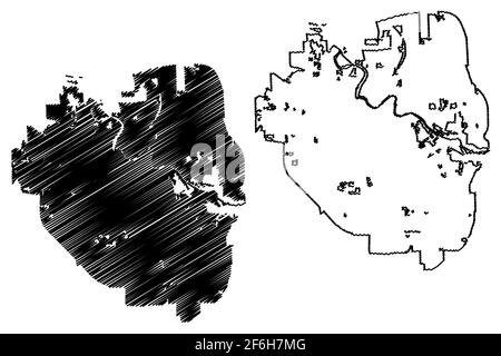 Ann Arbor City, Michigan (Vereinigte Staaten Städte, Vereinigte Staaten von Amerika, vereinigte staaten Stadt) Kartenvektordarstellung, scribble Skizze Stadt von Ann Arbor Karte Stock Vektor