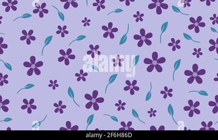 Florales Nahtmuster auf violettem Hintergrund. Stock Vektor