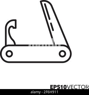 Symbol für die Schneidlinie des Dienstprogramms. Umreißt das Symbol des Universalwerkzeugs. Vektor-Illustration für Wanderausrüstung. Stock Vektor