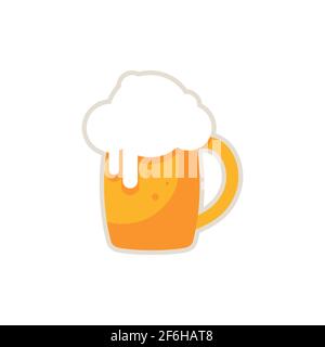 Biersymbol. Vector Bier. Glas mit Bier isoliert auf weißem Hintergrund. Stock Vektor