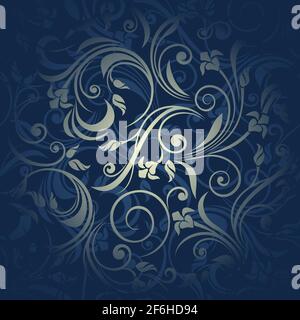 Vektor nahtlose leuchtend gelbe Blumenmuster auf einem blauen Hintergrund. Stock Vektor