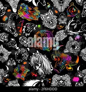 Nahtlose Leopard Gesicht Muster Vektor Illustration Stock Vektor