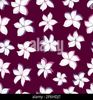 vektor nahtlose Muster mehrfarbigen Blumen mit Schatten. Botanische Illustration für Tapeten, Textilien, Stoffe, Geschenkpapier, Karten, Hintergründe Stockfoto