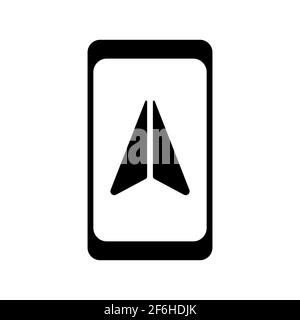 Smartphone mit Navigatorvektor-Glyphen-Symbol. Navigationsschild. Graph-Symbol für Reise- und Tourismus-Website und Apps Design, Logo, App, UI Stock Vektor