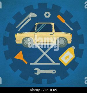 Auto-Reparatur-Service-Konzept - Auto-Reparatur-Symbole Stock Vektor
