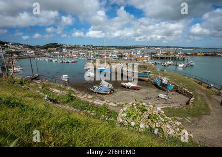 Newlyn Hafen; Fischerboote; Cornwall; Großbritannien Stockfoto