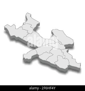 isometrische 3D-Karte von Stockholm City ist eine Hauptstadt von Schweden, Vektorgrafik Stock Vektor