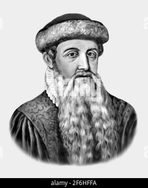 Johannes Gutenberg 1400-1468 Deutscher Drucker Goldsmith Erfinder Verlag Stockfoto