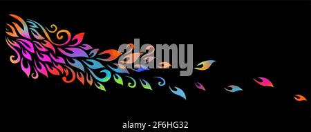 Horizontale Abstraktion mit mehrfarbigen fallenden Blättern. Vektorgrafik Stock Vektor