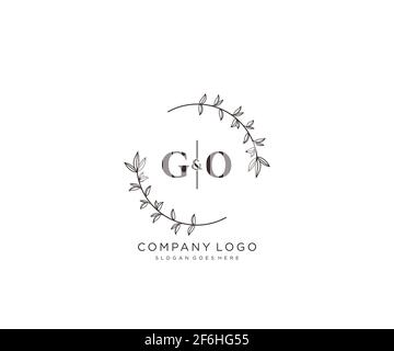 GO Letters schöne floral feminin editierbar vorgefertigten Monoline Logo geeignet für Spa Salon Haut Haar Schönheit Boutique und Kosmetik Unternehmen. Stock Vektor