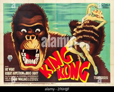 King Kong, Filmposter 1933. Mit Fay Wray, Bruce Cabot, Robert Armstrong, Frank Reicher. Abenteuer / Fantasie / Action / Romantik. Stockfoto