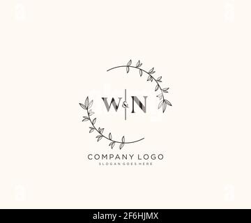 WN Buchstaben schöne florale feminine editierbare vorgefertigte Monoline Logo geeignet für Spa Salon Haut Haar Schönheit Boutique und Kosmetik Unternehmen. Stock Vektor