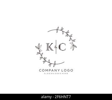 KC Buchstaben schöne florale feminine editierbare vorgefertigte Monoline Logo geeignet für Spa Salon Haut Haar Schönheit Boutique und Kosmetik Unternehmen. Stock Vektor