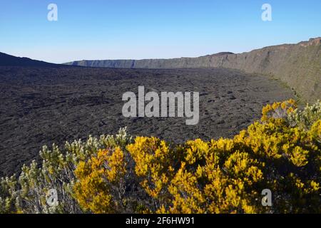 Reunion, 2020/09/30: Landschaft der Enclos Fouque Caldera am Fuße des Vulkans Piton de la Fournaise, im oberen Teil der Insel. Kal Stockfoto